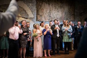 Wedding guests at Thornbury Castle South Gloucestershire